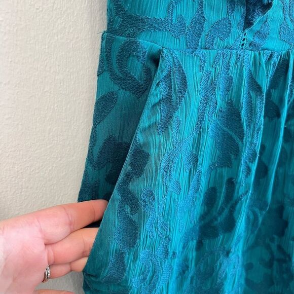 Moulinette Soeurs by Anthropologie Womens 0 Green Blue Flutter Sleeve Midi Dress - Picture 6 of 13